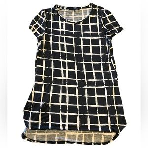 Harve Benard Black & White Checkered Short Sleeve Tunic | Women's M